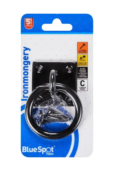 Blue Spot Tools 50 mm x 50 mm Black Powder Coated Ring on Plate