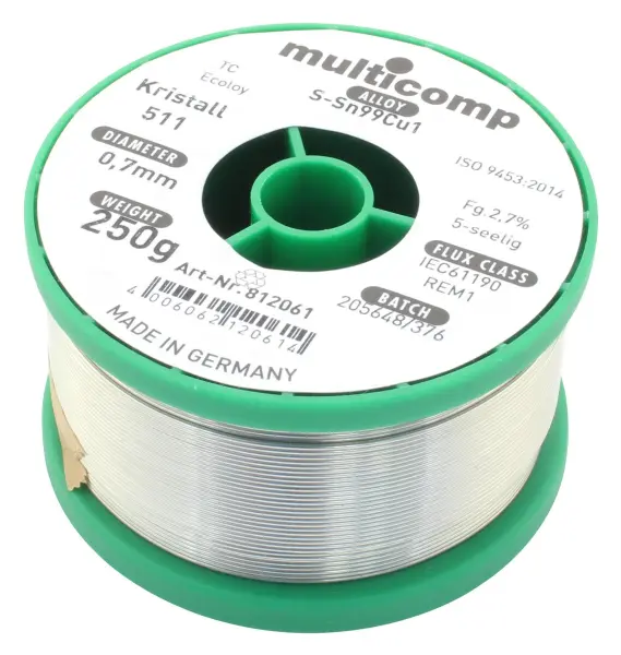 MULTICOMP Καλώδιο Κράματος Χωρίς Μόλυβδο 0,7mm 250g (Τύπος 511)