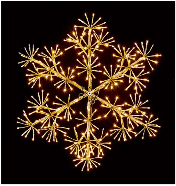 Raraion 60cm Gold Starlight Snowflake with 300 Warm White LEDs