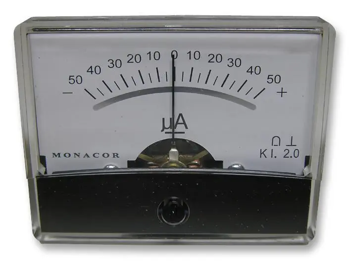 HiLo מד זרם DC פאנל, 0 עד ±50µA, אנלוגי