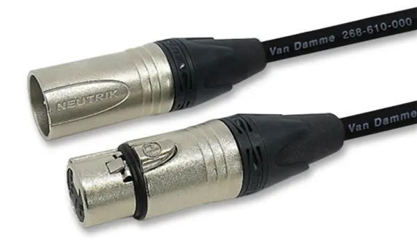 VDC 5-Pin XLR Male to Female DMX Cable, 15m, Black