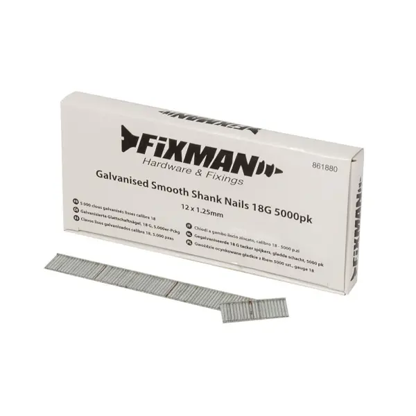 Fixman Pregos Galvanizados 18G Cana Lisa, 12 x 1,25mm, 5000un