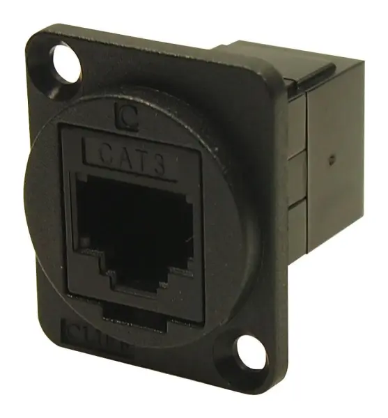 CLIFF FT Series RJ11 Feedthrough Panel Mount Connector, Black Metal