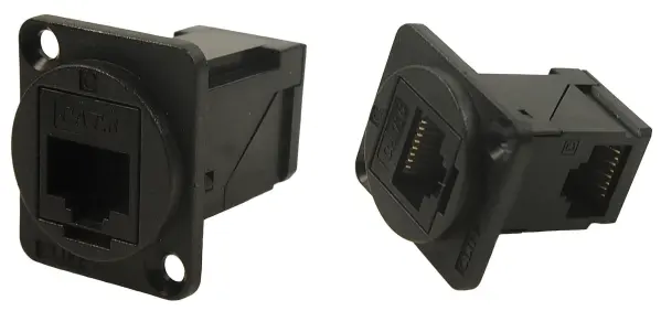Cliff RJ45 Cat6 Right Angle to Straight Socket Feedthrough Connector